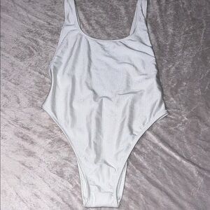 NWT Aerie Shiny White Women's One Piece Cheekiest Swimsuit Birthday Edition